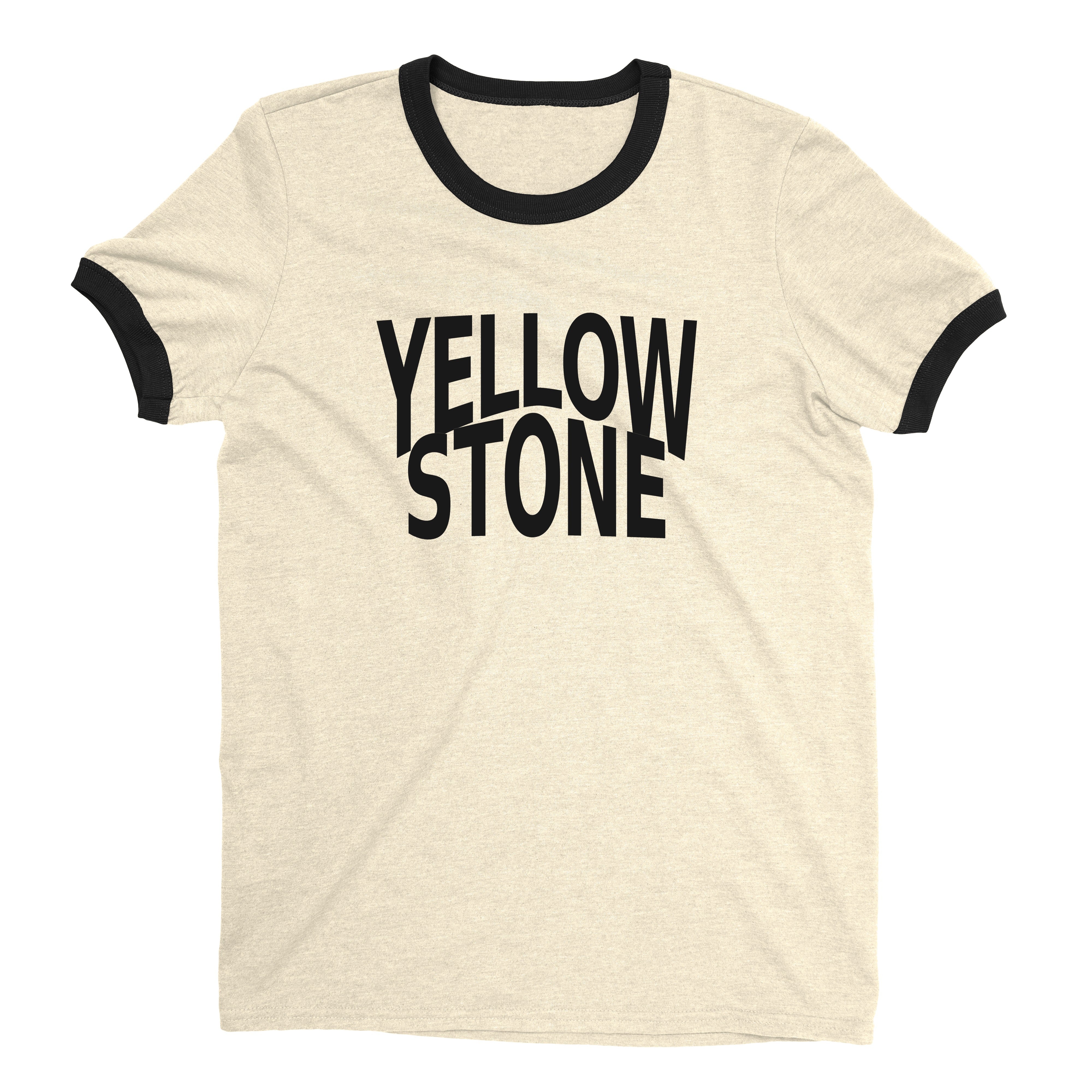 Yellowstone National Park Ringer Tee Retro Style Men's T-Shirt - NYC Factory - Natural