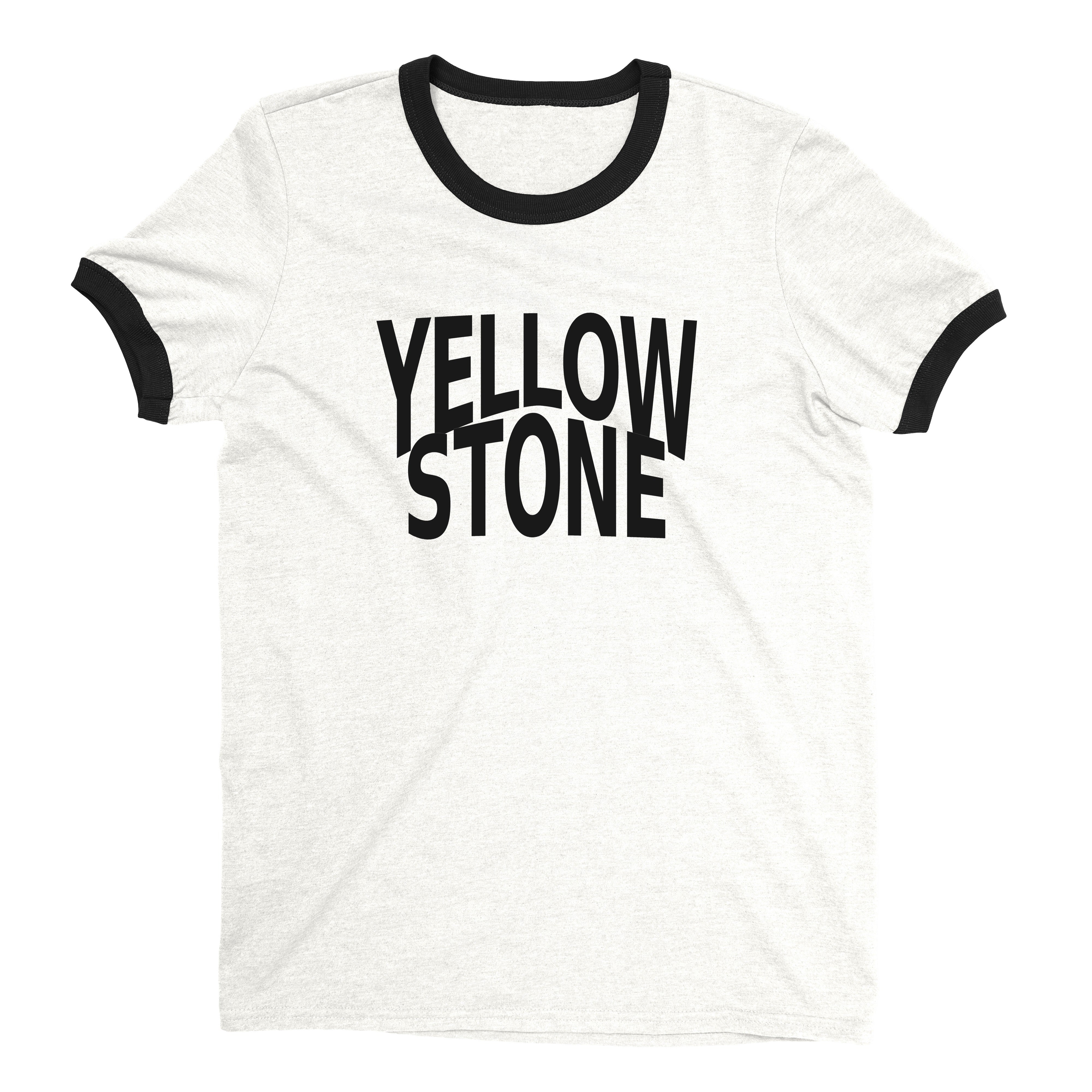 Yellowstone National Park Ringer Tee Retro Style Men's T-Shirt - NYC Factory - White