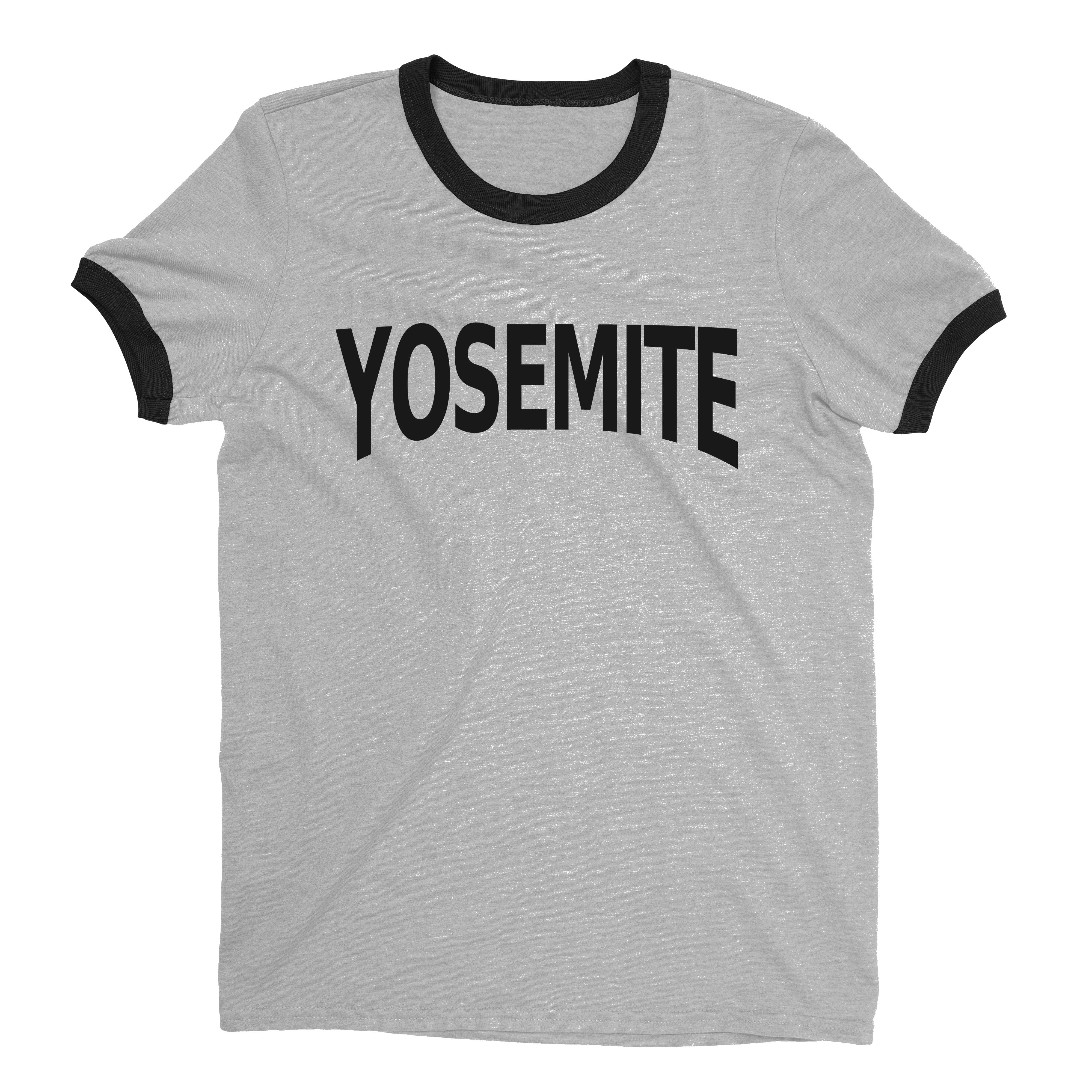 Yosemite National Park Ringer Tee Retro Style Men's T-Shirt - NYC Factory - Heather Gray