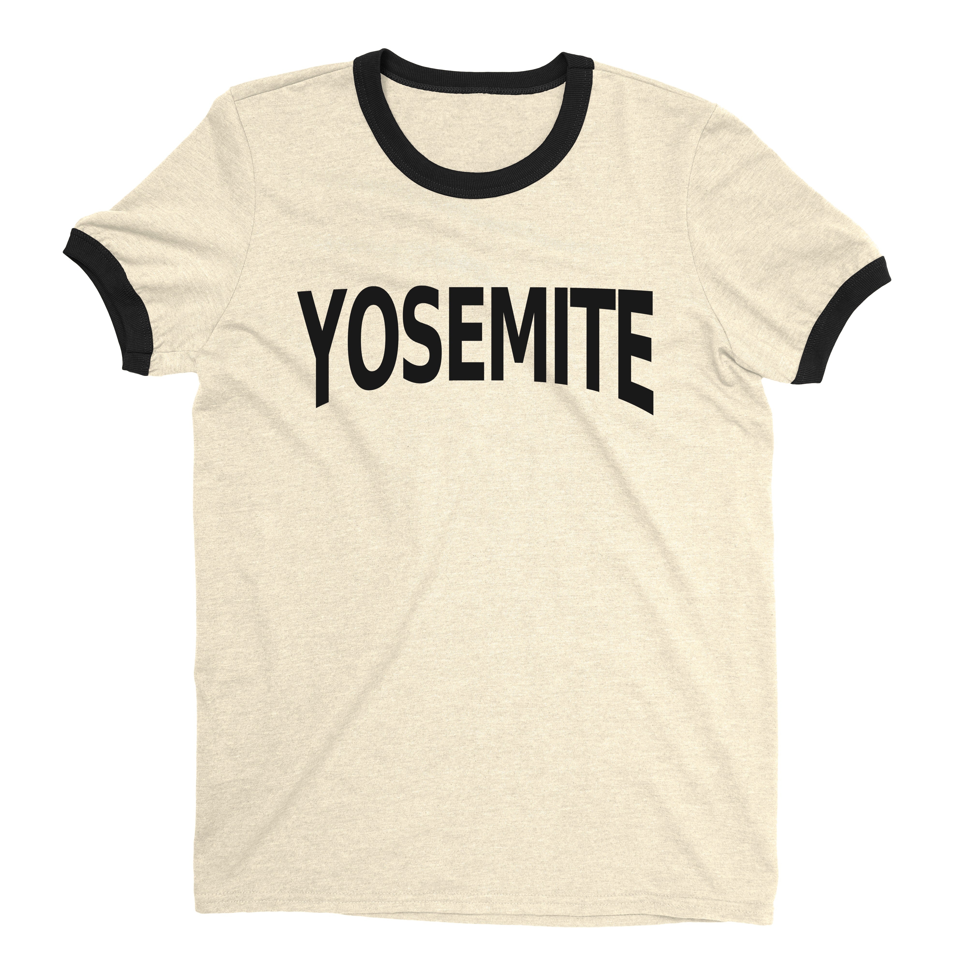 Yosemite National Park Ringer Tee Retro Style Men's T-Shirt - NYC Factory - Natural