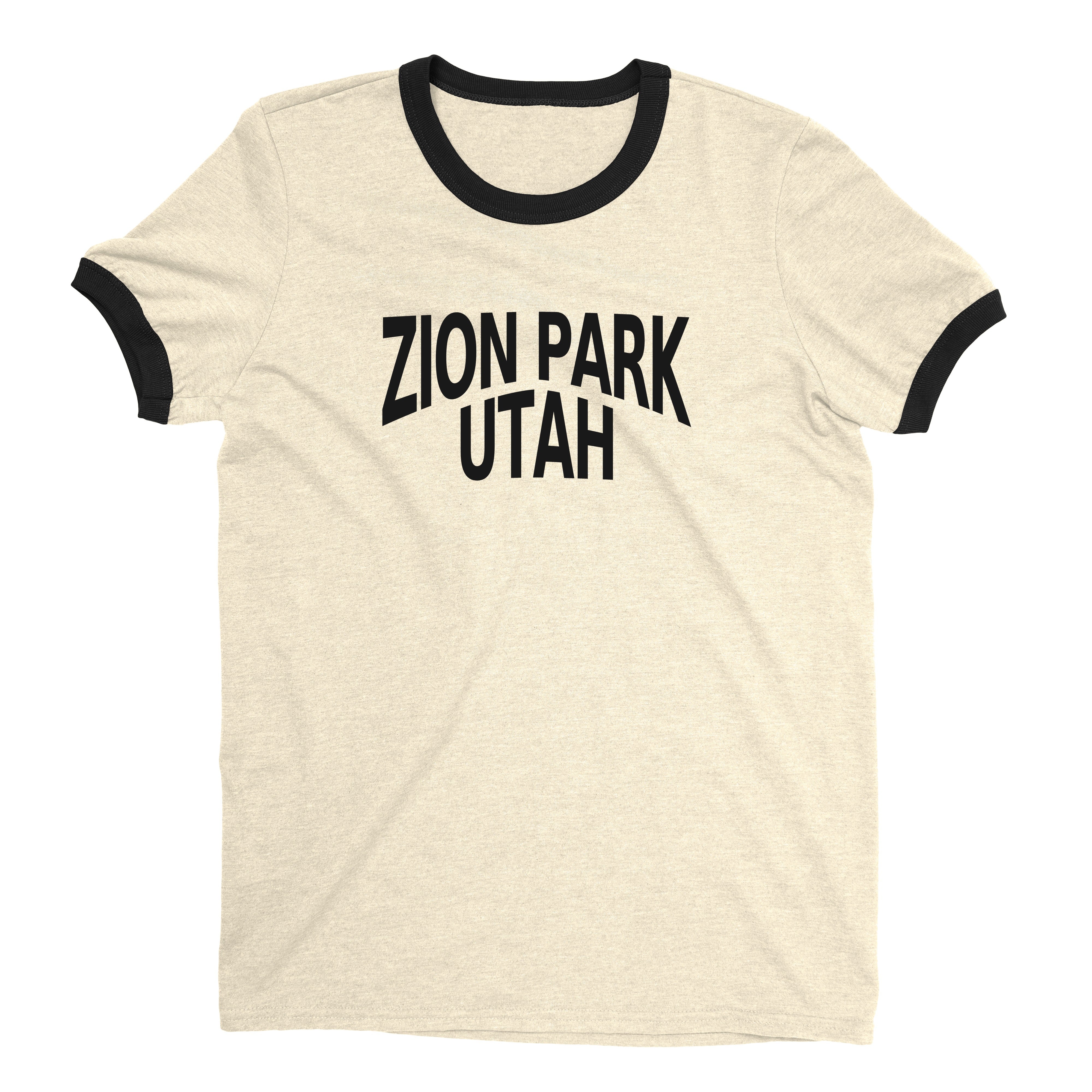 Zion National Park Ringer Tee Retro Style Men's T-Shirt - NYC Factory - Natural