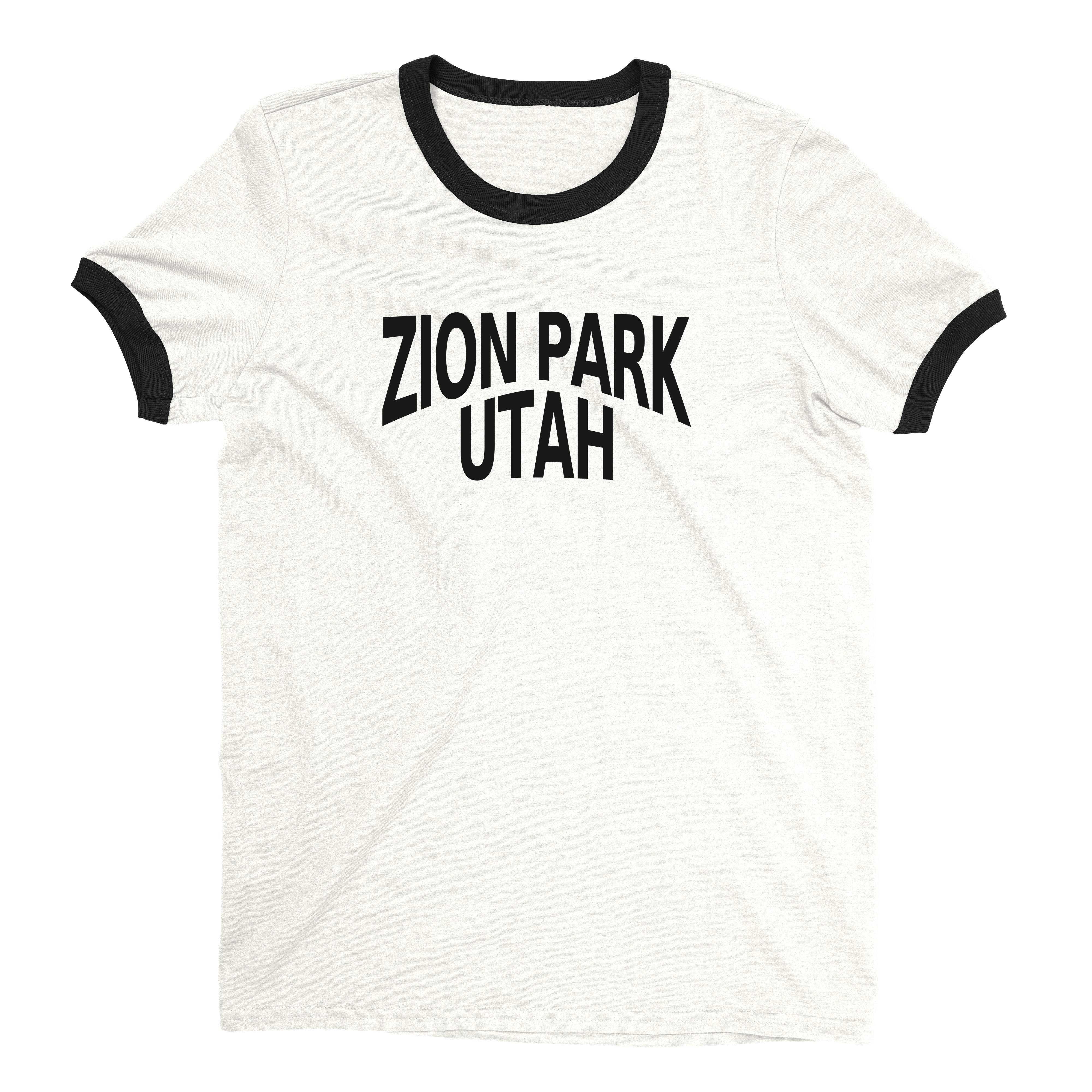 Zion National Park Ringer Tee Retro Style Men's T-Shirt - NYC Factory - White