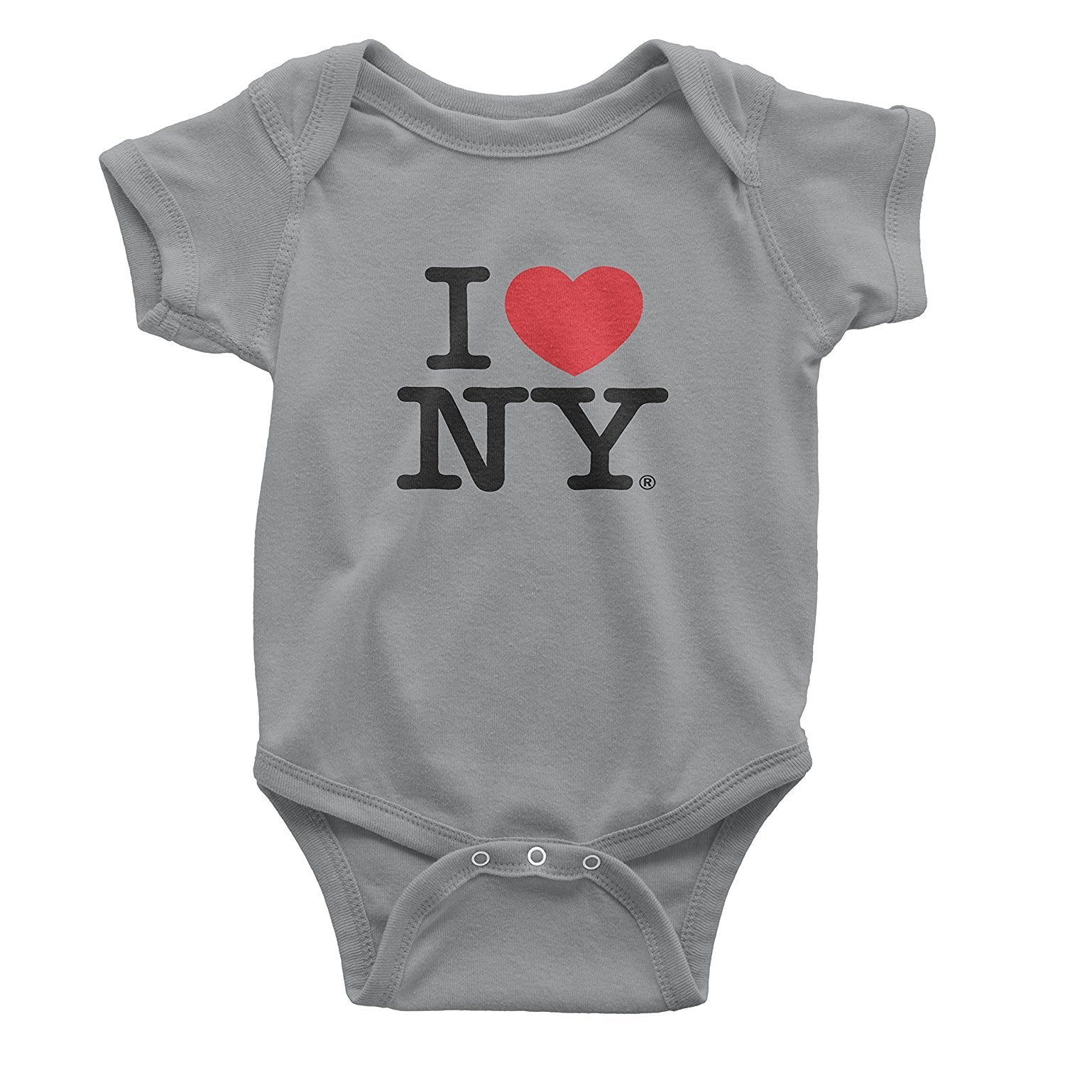I Love NY New York Baby Infant Screen Printed Heart Bodysuit Gray