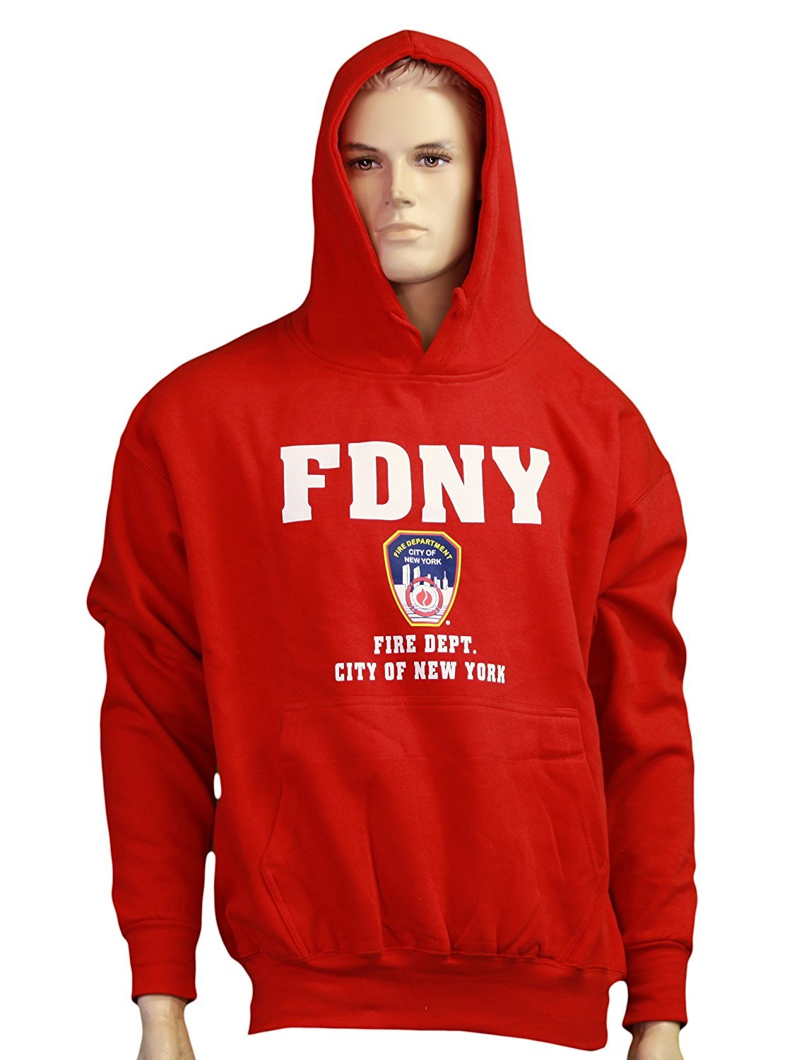 FDNY Hoodie Screen Print Fire Dept Sweatshirt Red