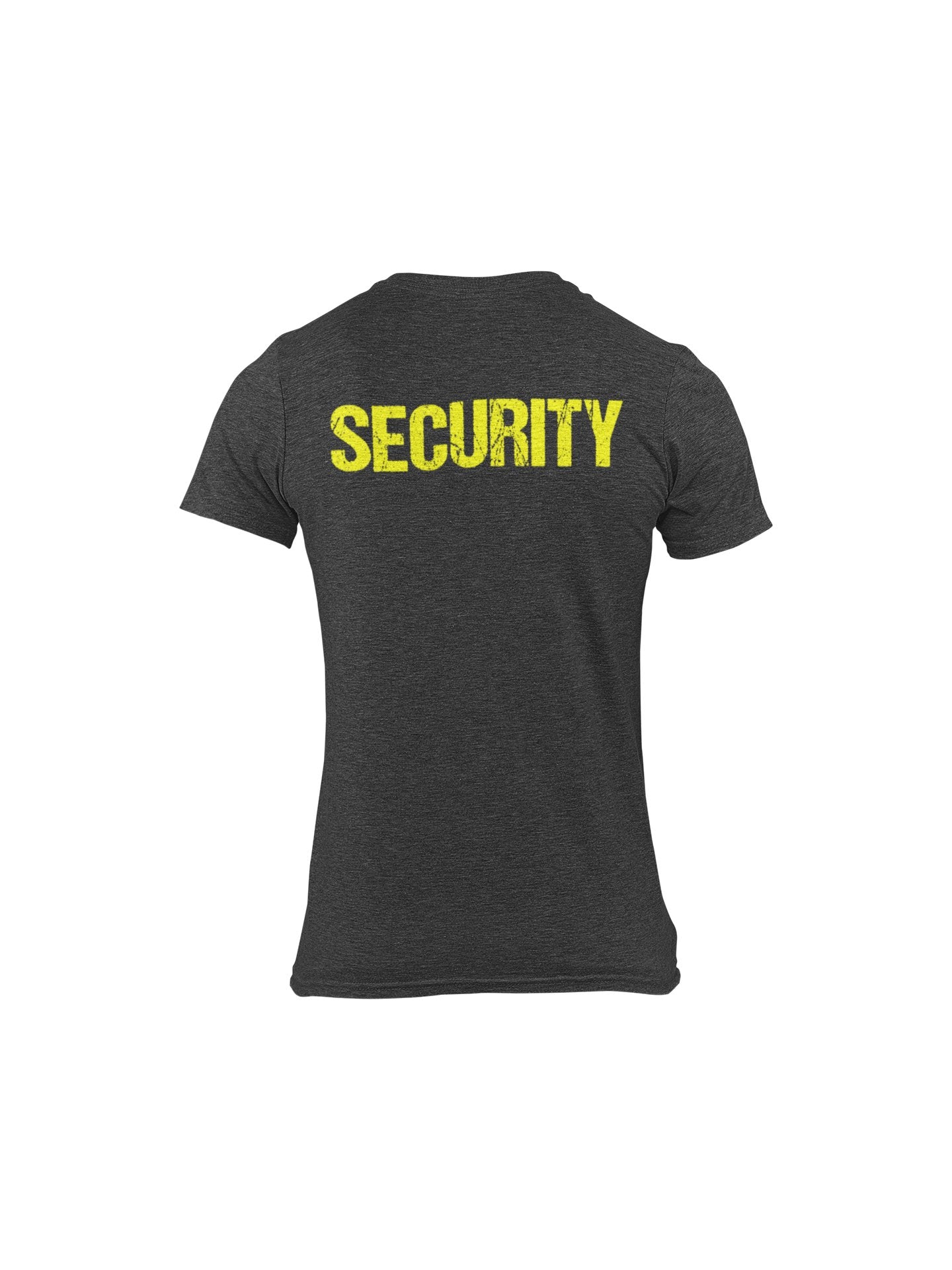 Security Men's Tee (Distressed Design, Heather Charcoal & Neon)