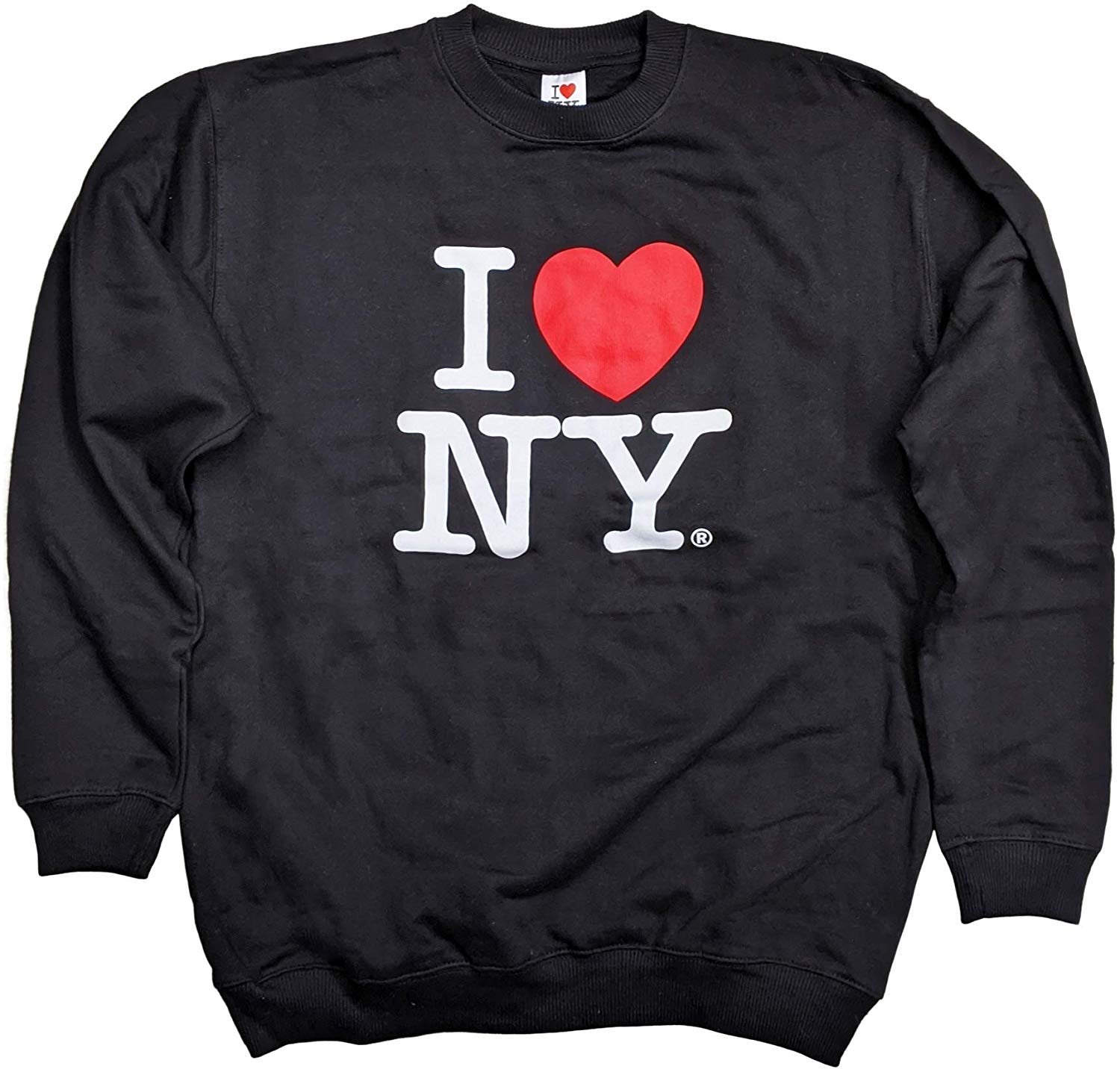 I Love NY Crewneck Sweatshirt Officially Licensed (Adult Unisex, Black)