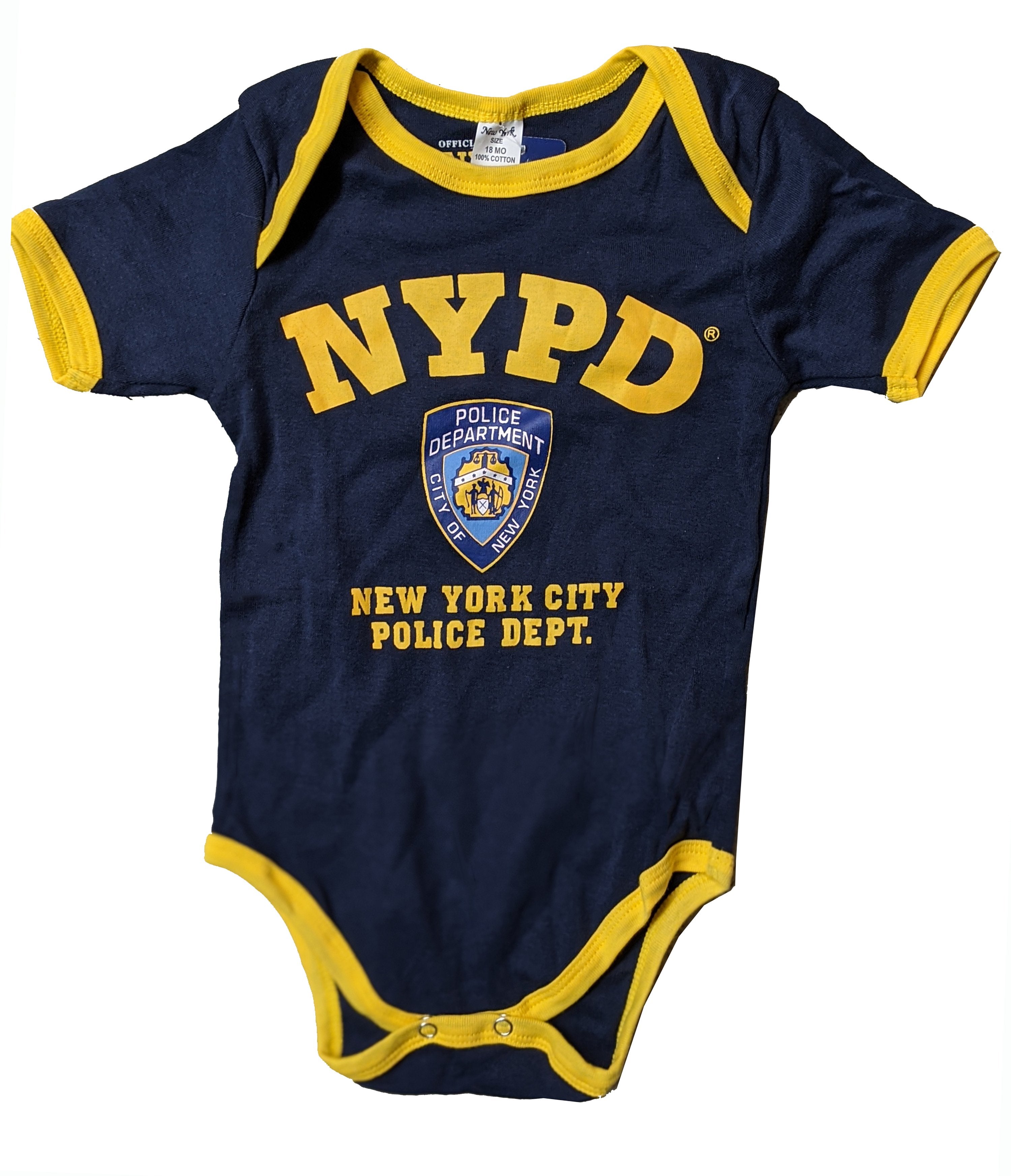 NYPD Baby Bodysuit Officially Licensed Product Navy & Yellow
