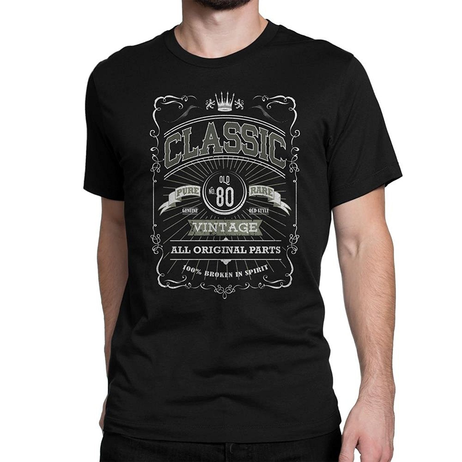 Classic Mens 80Th Birthday T-Shirt Vintage Unisex 80 Black