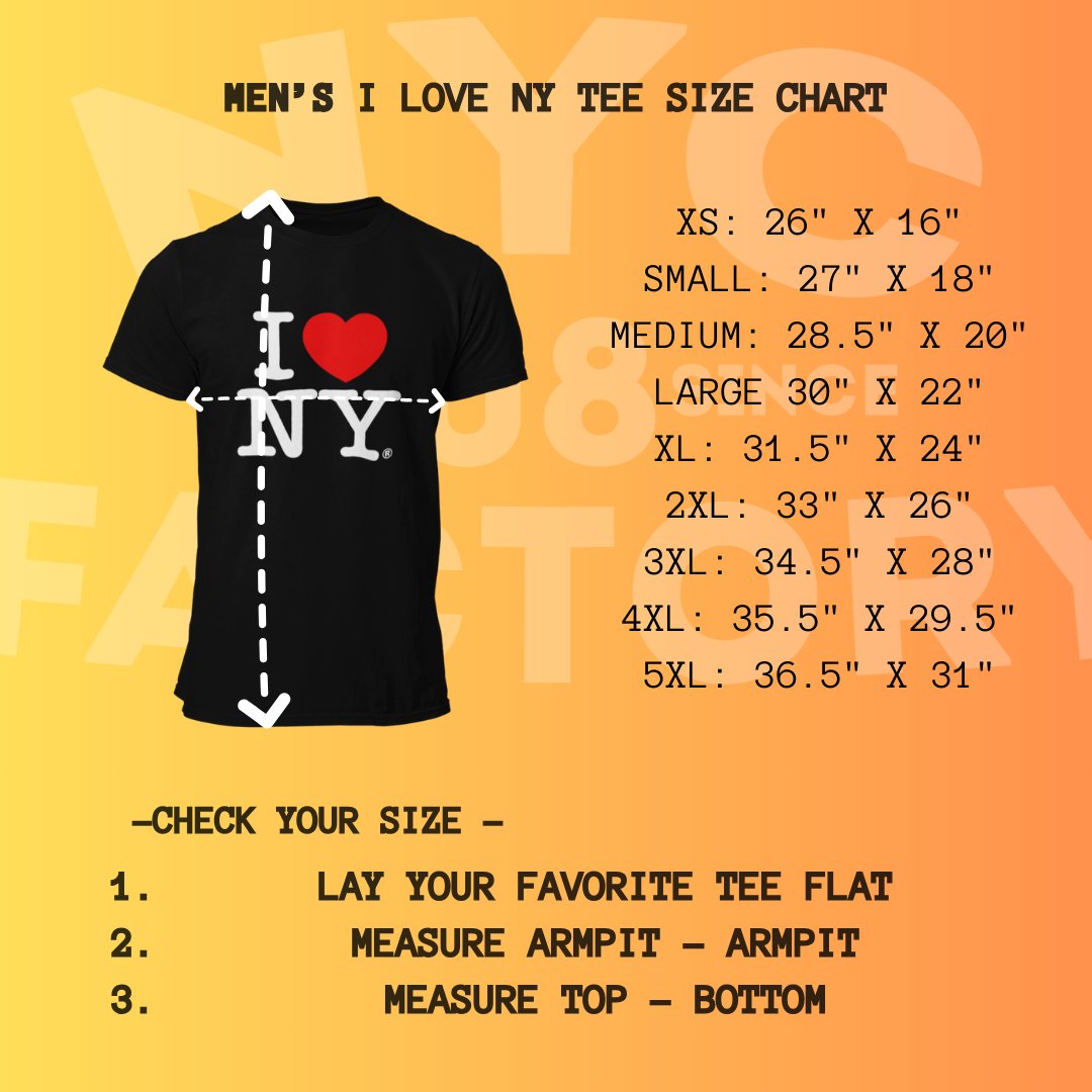 Men's I Love NY Officially Licensed Adult Unisex Tees (Black)