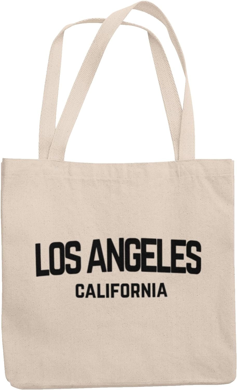 Los Angeles - Natural Handle - Tote Bag Vintage Style Retro California Cotton Canvas