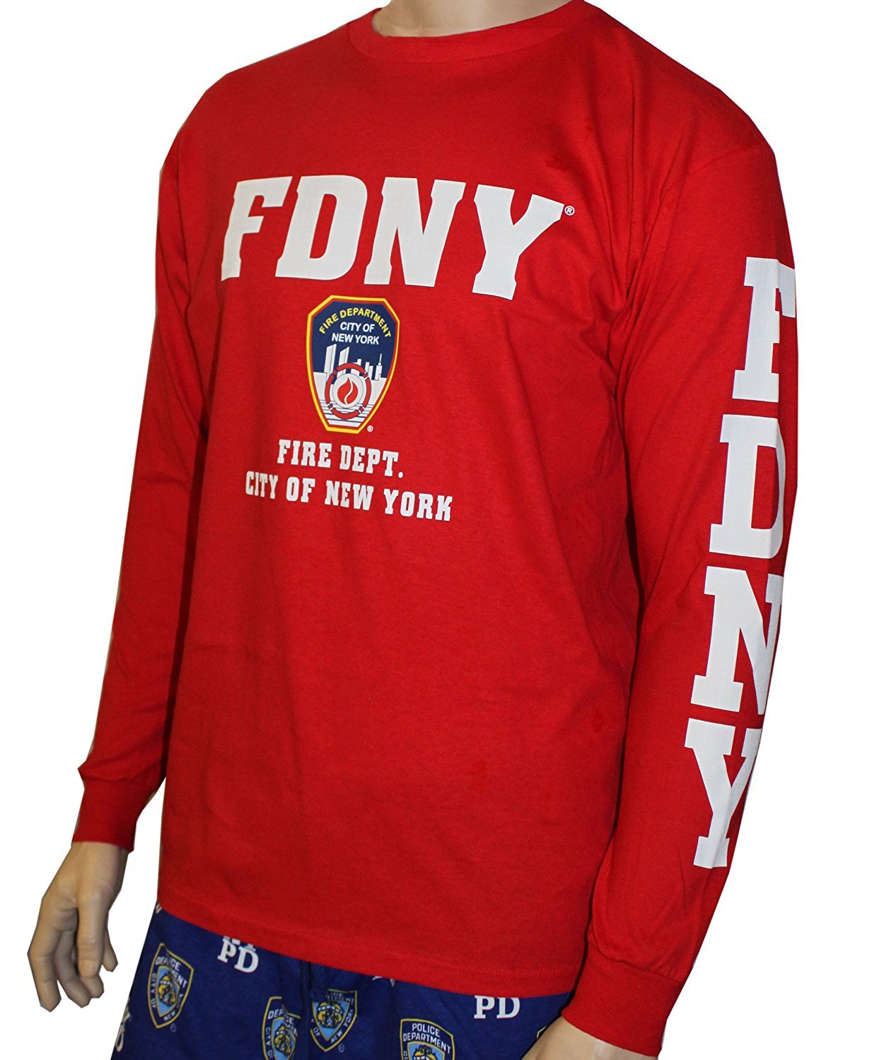 FDNY Long Sleeve Fire Dept Licensed T-Shirt Red