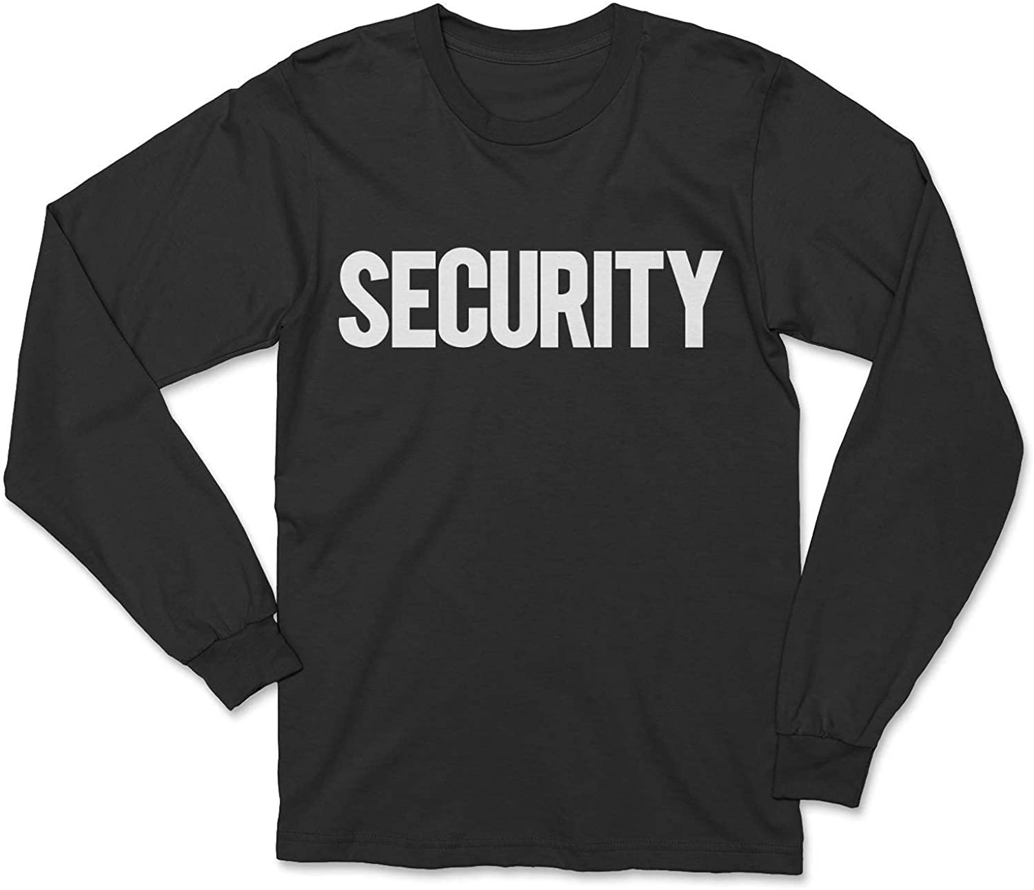 Men's Long Sleeve Security T-Shirt (Black / White, Solid Design)