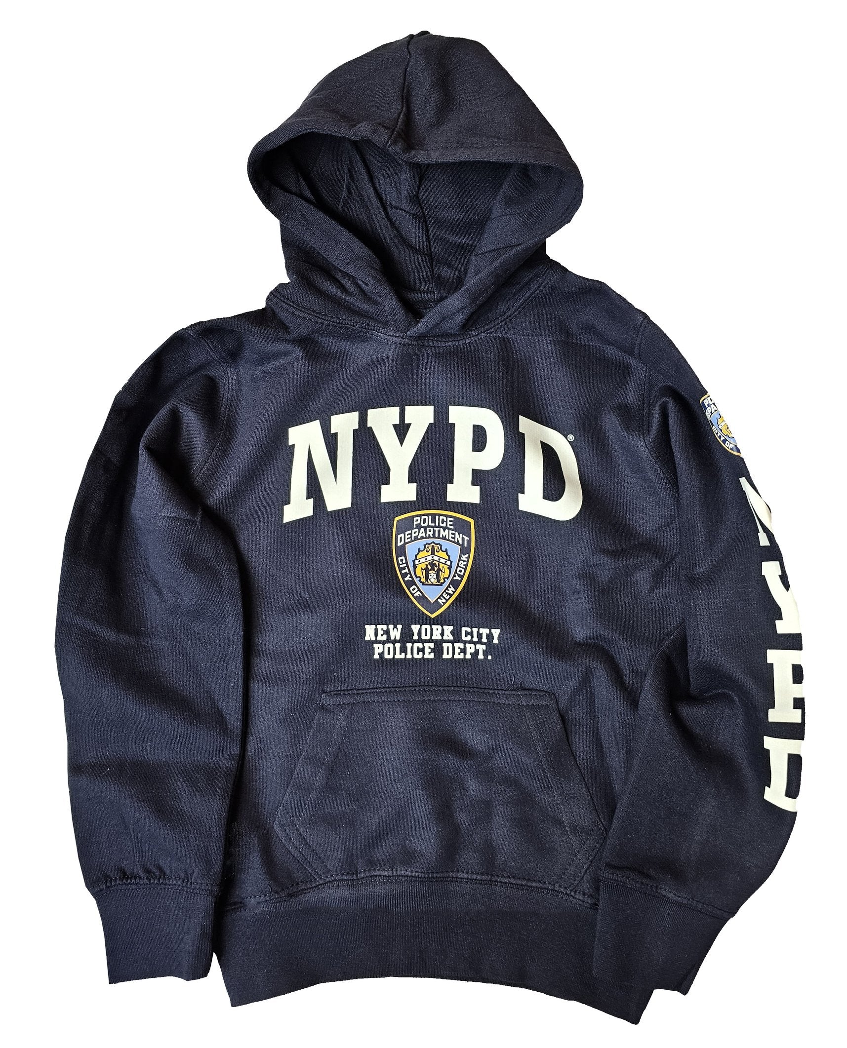 NYPD Kids Hoodie Sweatshirt (207, Navy & White, Youth)