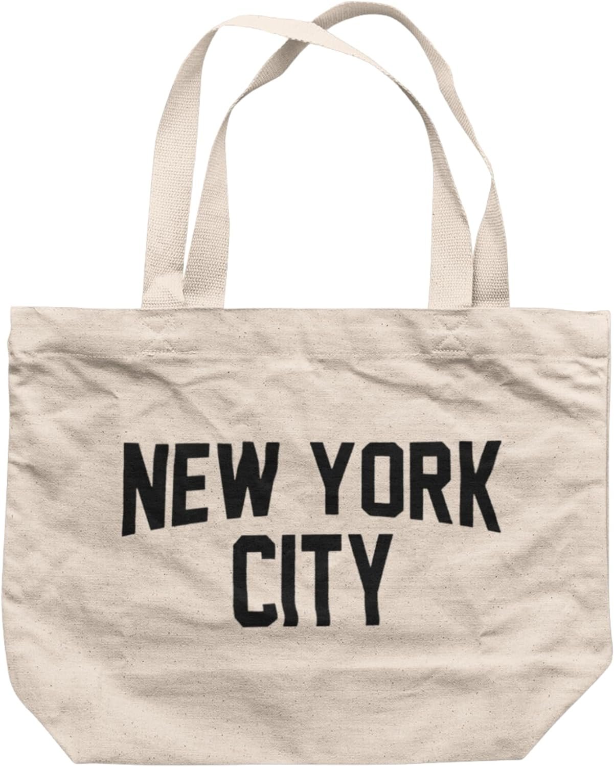 New York CIty - Jumbo Size Bag Vintage Style Retro City Cotton Canvas