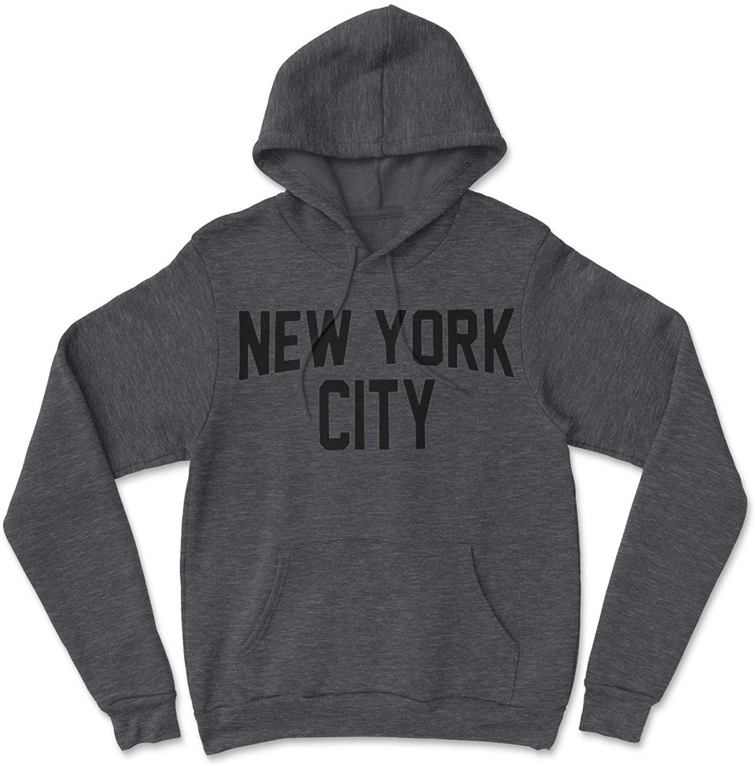 New York City Hoodie Men's Shirt Dark Heather Charcoal Screen-Printed Sweatshirt