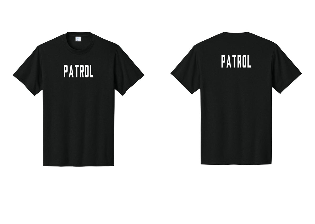 PATROL t-shirt, black with white lettering