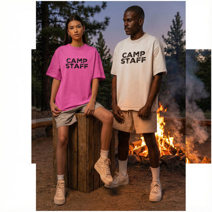 CAMP Staff T-Shirt Summer Counselor Rustic Design Cotton Tee (Front Print Only)