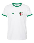 Algeria Soccer Ringer Tee 2026 — Retro National Crest — White/Green | NYC Factory