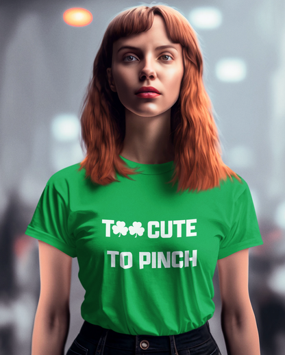 Too Cute To Pinch Ladies Irish Shamrock Tee