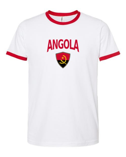 Angola Arched Crest Soccer Ringer Tee — NYC Factory
