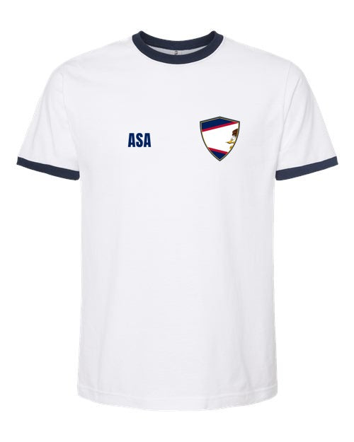 American Samoa Soccer Ringer Tee — Retro National Crest | NYC Factory