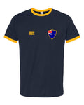 Australia Soccer Ringer Tee 2026 — Retro National Crest — Navy/Gold | NYC Factory