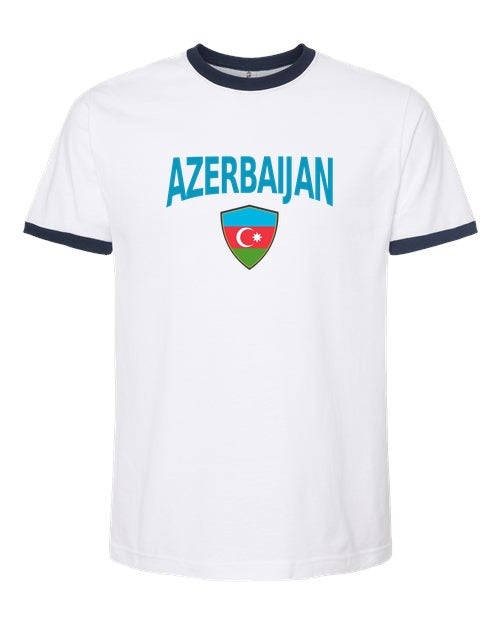 Azerbaijan Arched Crest Soccer Ringer Tee — NYC Factory