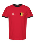 Belgium Soccer Ringer Tee 2026 — Retro National Crest | NYC Factory