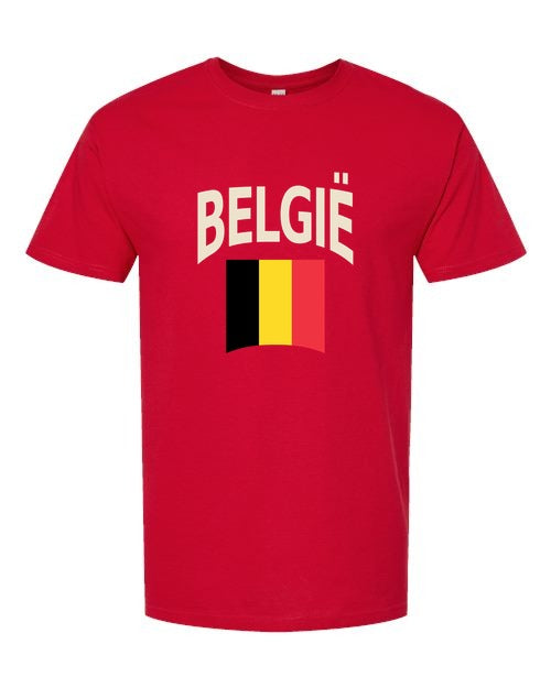 Belgium Soccer Tee 2026 — Classic Name & Flag | NYC Factory - Standard Red