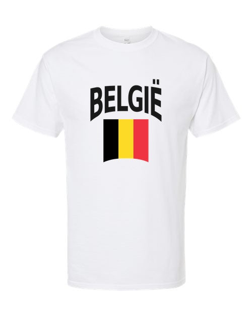 Belgium Soccer Tee 2026 — Classic Name & Flag | NYC Factory - White