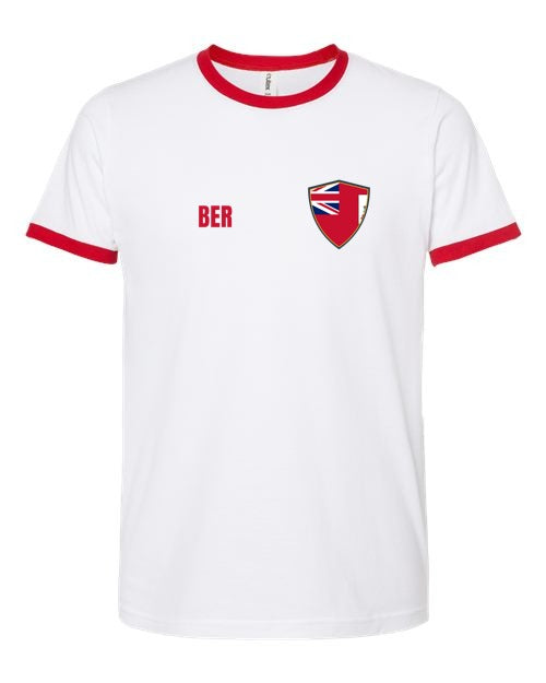 Bermuda Soccer Ringer Tee — Retro National Crest | NYC Factory
