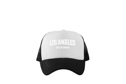 Los Angeles California White Retro Design Trucker Baseball Hat White/Black