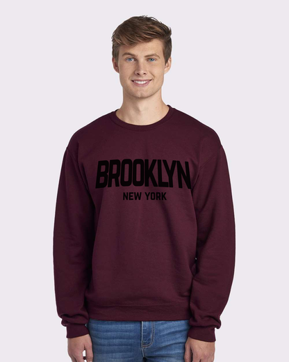 Brooklyn New York Retro Design Custom Crewneck Sweatshirt Maroon