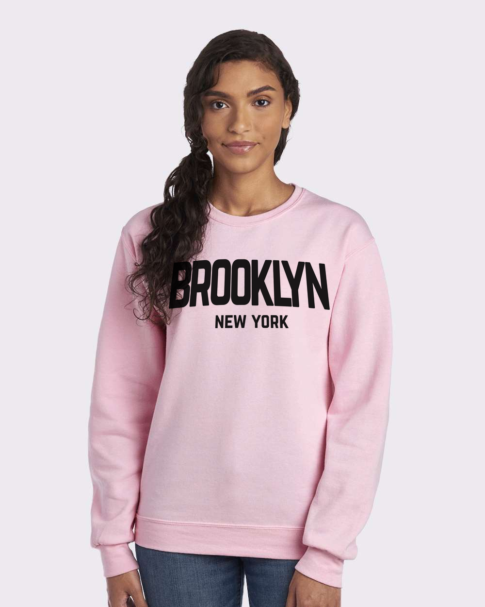 Brooklyn New York Retro Design Custom Crewneck Sweatshirt Pink