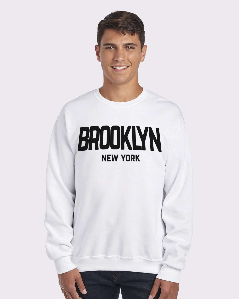 Brooklyn New York Retro Design Custom Crewneck Sweatshirt White