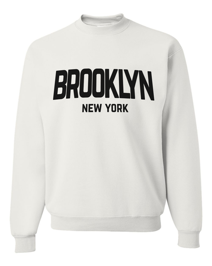 Brooklyn New York Retro Design Custom Crewneck Sweatshirt White