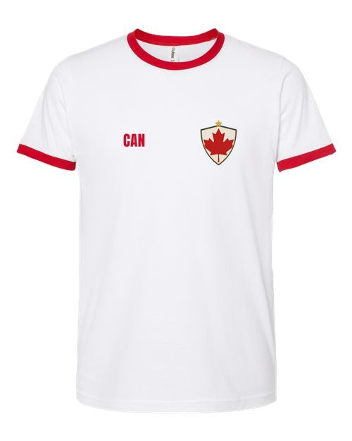 Canada Soccer Ringer Tee 2026 — Retro National Crest | NYC Factory