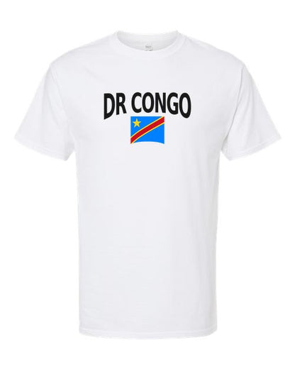 DR Congo Soccer Tee 2026 — Classic Name & Flag | NYC Factory - White