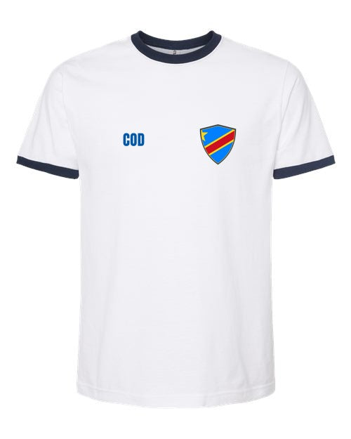 DR Congo Soccer Ringer Tee 2026 — Retro National Crest | NYC Factory