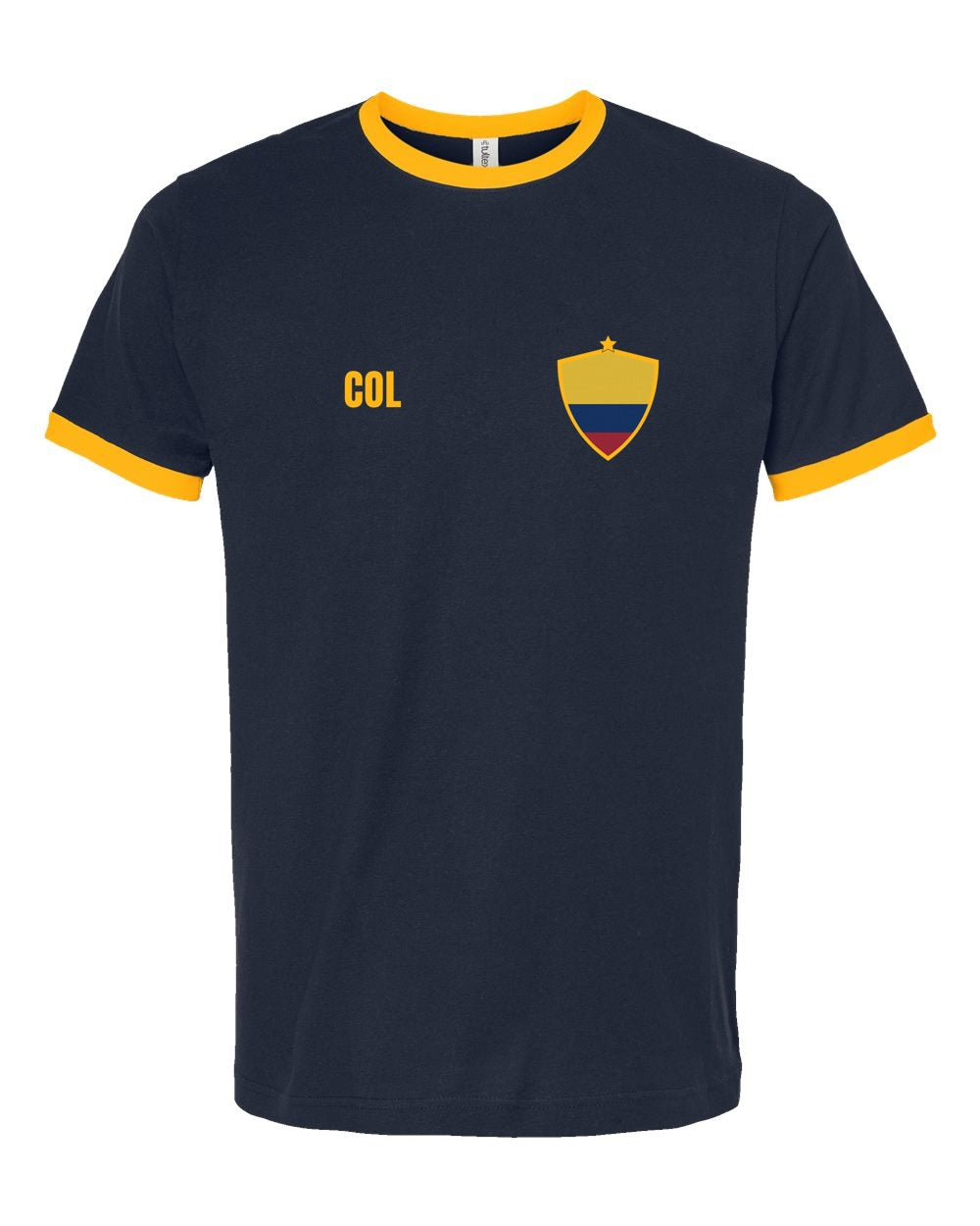 Colombia Soccer Ringer Tee 2026 — Retro National Crest | NYC Factory