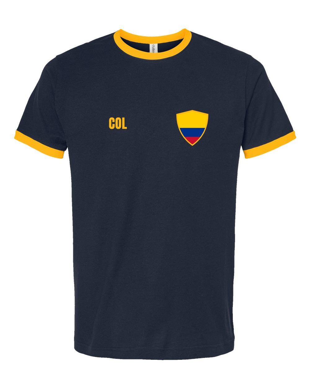 Colombia Soccer Ringer Tee 2026 — Retro National Crest | NYC Factory