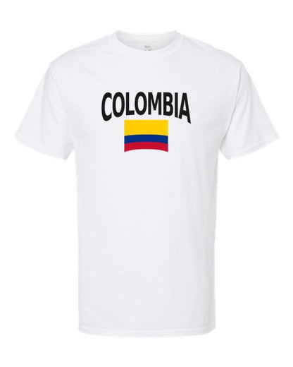 Colombia Soccer Tee 2026 — Classic Name & Flag | NYC Factory - White