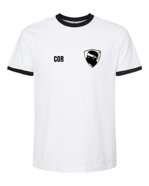 Corsica Soccer Ringer Tee — Retro National Crest | NYC Factory