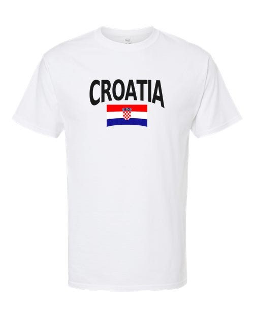 Croatia Soccer Tee 2026 — Classic Name & Flag | NYC Factory - White