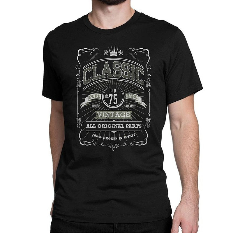 Classic Mens 75Th Birthday T-Shirt Vintage Unisex 75 Black