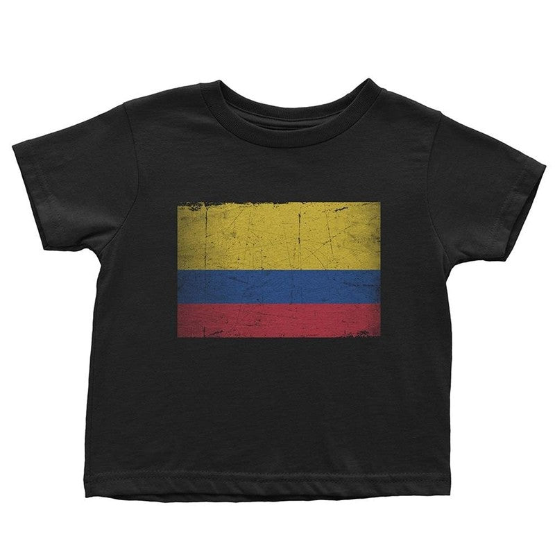 Colombia Flag Tee T-Shirt Kids Boys Shirt Vintage Retro Youth Shirt