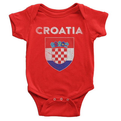 Croatia Flag T-Shirt Bodysuit Distressed Retro World Cup Soccer Shirt