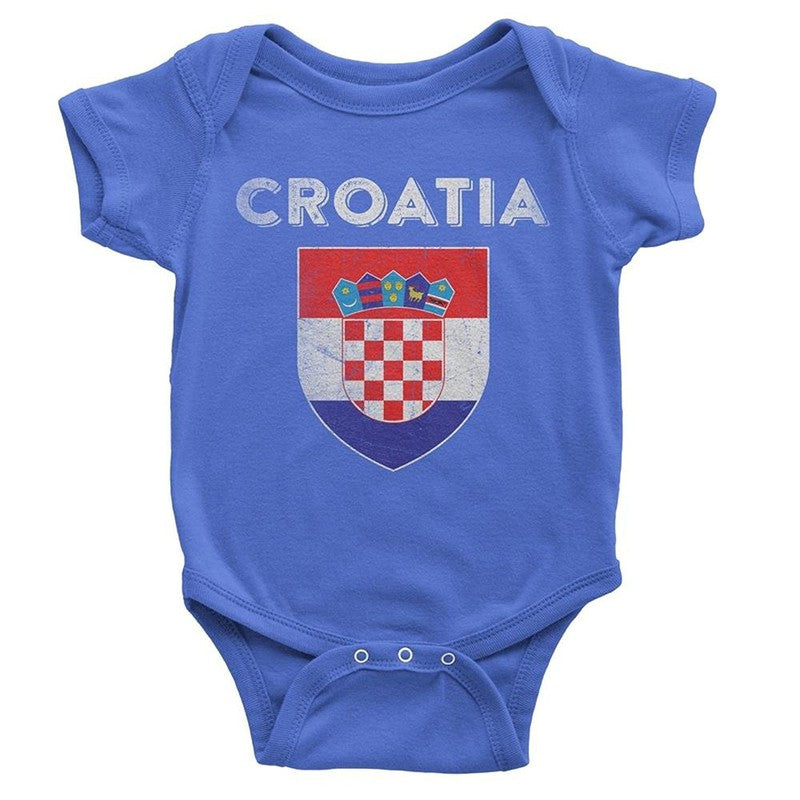 Croatia Flag T-Shirt Bodysuit Distressed Retro World Cup Soccer Shirt