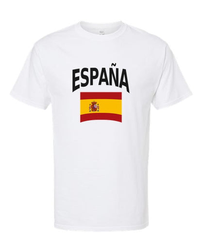 Spain Soccer Tee 2026 — Classic Name & Flag | NYC Factory - White