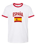 Spain Soccer Ringer Tee 2026 — Classic Name & Flag | NYC Factory